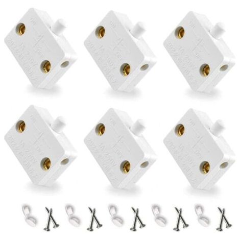 Automatique Pour Interrupteur D'Éclairage Porte Placard Contact Momentané Interrupteurs 6Pièce Cupboard Doors Commutateur D'Armoire Blanc (1/4)