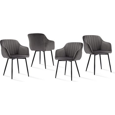 Goeurvant Minimalistische Esszimmerstühle mit breiter Sitzfläche und ergonomischen Armlehnen, Kombination aus Komfort und Eleganz - 4er Set - Dunkelgrau