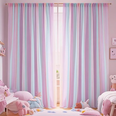 Stück Regenbogen-Gardinen, transparent, geeignet für Schlafzimmer, Themenpartys, Hochzeiten und als Fotohintergrund, Stangen-Gardinen von Kukuja, 213 cm (1/5)