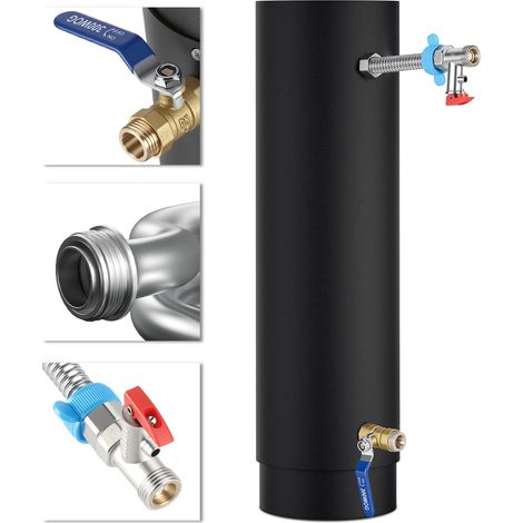 TolleTour Tubo de chimenea Ø12 con espiral calefactora de acero inoxidable 52,5 cm de altura juego completo con grifo de bola intercambiador de calor eficiente para agua caliente y calefacción (1/5)