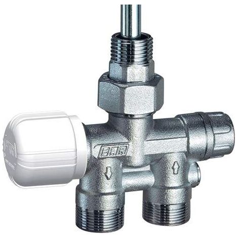 Vanne papillon thermostatisable droite 1435 – Chromée en laiton – Connexions interchangeables pour tube cuivre et multicouche – Entraxe 35mm – Far Rubinetterie (1/2)