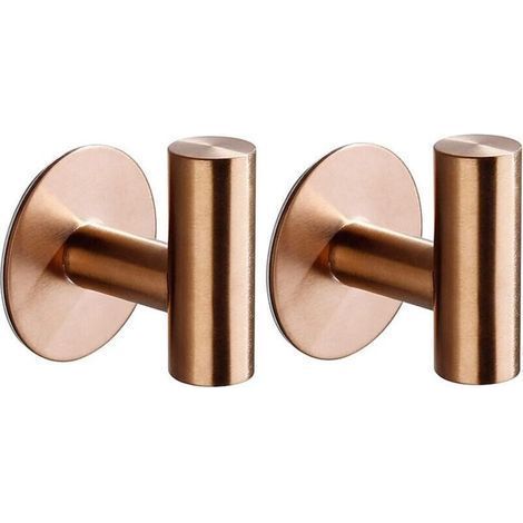 (Roségold) 2-teiliges, selbstklebendes Wandhaken-Set für Badezimmer und Küche. Handtuchhaken. Bilderhaken ohne Bohren. Selbstklebender Handtuchhalter aus Edelstahl. (1/5)