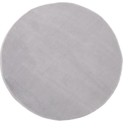 Tapis rond - JUANIO - JUANIO - Microfibre 100% polyester 650 g/m² - Diamètre 80 cm - Gris (1/2)