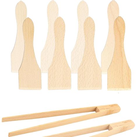 Spatule Raclette en Bois de hêtre Grattoir Spatule Anti-Adhérent pour Poêles à Raclette avec Pince Anti Rayures