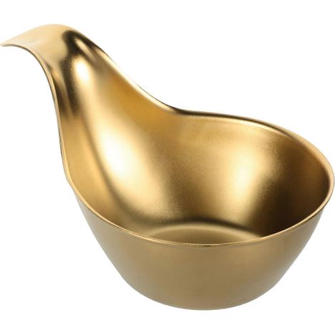 Coupe à sauce en acier inoxydable doré avec poignée, idéale pour servir les condiments. (1/5)