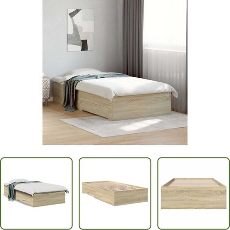 vidaXL Schubladenbett -  Bettgestell mit Schubladen Sonoma-Eiche 100x200cm Holzwerkstoff (1/5)