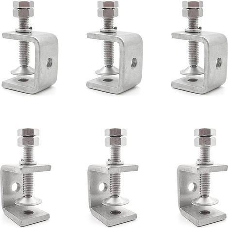 6 Pinces en C,Pincée de Fixation Tigre Robuste Pince Fixation Travail Bois Pour Le Travail du Bois Pinces de Robust (Argent) (1/5)