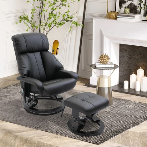 REDOM Fauteuil relax 76x80x102cm Massage 10 points Similicuir Coussin profond Noir (1/5)