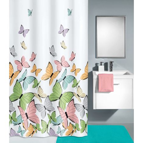 Kleine Wolke - Tenda da doccia con farfalle, 180 x 200 cm, multicolore, 200 x 180 x 2 cm (1/2)