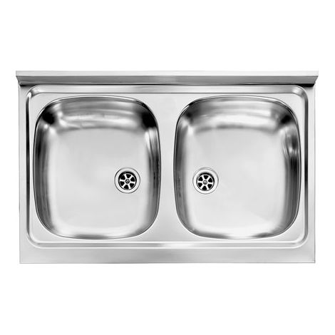 Lavello in accio inox 2 vasche per cucina componibile.