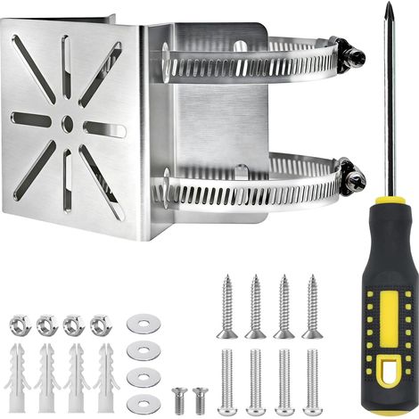Support Camera ExterieurSupport Gouttiere Camera Exterieur avec 2 Colliers de Serrage de Fixation, Support de Poteau pour Caméra de Surveillance, éclairage LED et Panneau Solaire (1/5)