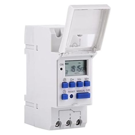 Hebdomadaire,Interrupteur Relais, Minuterie numérique, écran LCD, Interrupteur horaire numérique hebdomadaire avec Programmation, minuteur numérique programmable sur Rail DIN (THC15A 12V) (1/5)