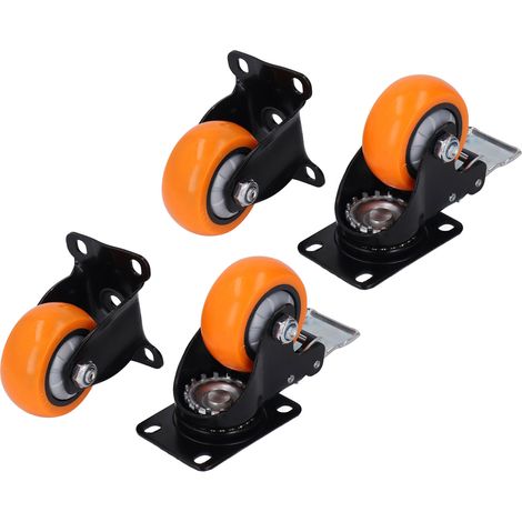 Satz mit 4 Lenkrollen für Transportwagen, Räder mit 2 Kugellagern, Tragkraft 90 kg, Ø 7,6 cm, Ausrüstungsset (1/5)