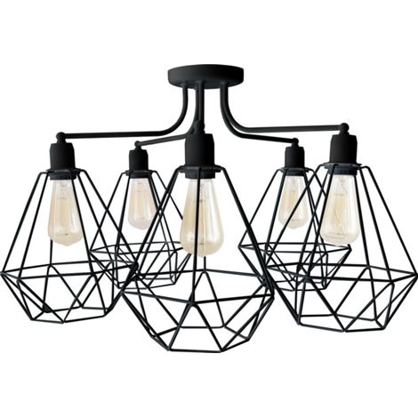 Helam KARO Plafonnier Semi-Encastré Multi Bras Noir 75cm