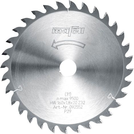 Mafell - Hoja de sierra circular 160mm 32 dientes alternées para madera duro - Alesaje 20mm - Espesor 1,8mm - 92552