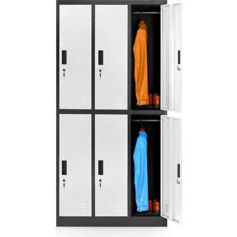 Jan Nowak Spint 3B2A Schließfachschrank Fächerschrank Wertfachschrank Umkleideschrank 6 Fächer Stahlblech Pulverbeschichtet 185cm x 90cm x 45cm anthrazit-weiß (1/6)