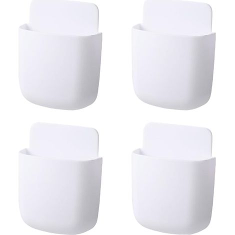 Lot de 4 Supports adhésifs pour télécommande, Support Mural pour téléphone, Support de Chargement, Support de Tableau Blanc, marqueur, Porte-Stylo pour Mur (1/5)