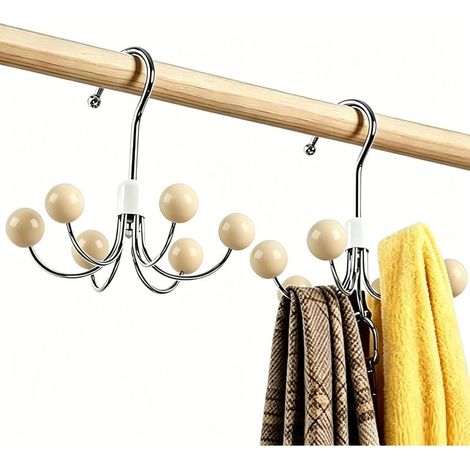 Lot de 2 cintres pivotants à 360°, organisateur de placard pour soutiens gorge, foulards, ceintures, sacs à main et accessoires (1/5)