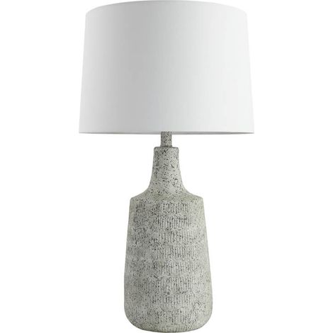 HOME DELUXE Kleine Tischlampe in Steinoptik CARO - Weiß  Tischleuchte Schreibtischlampe Leselampe  Tischlampe, große Tischlampe, rustikale Tischlampe (1/4)