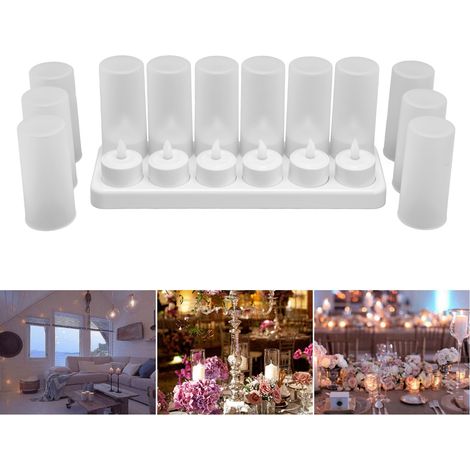 Bougie rechargeable sans fil 100-240 V pour mariages, confessions, décoration de restaurant, bougie rechargeable réaliste, réutilisable (norme américaine) (1/5)