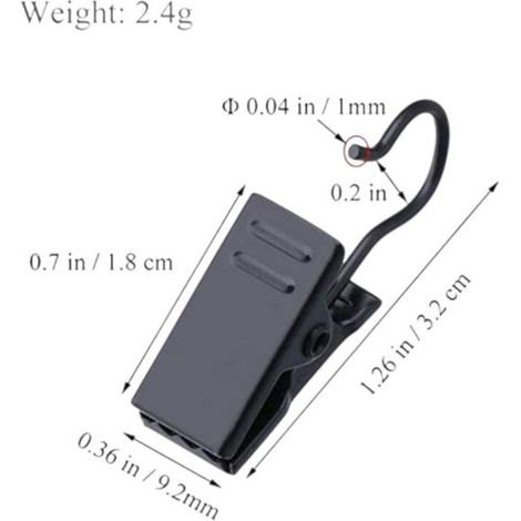 2 piezas，Ganchos y clips para cortinas，3,2 cm，Pinza negra，Gancho para cortina negro，Pinza para cortina de ducha，Pinza pequeña para cortina (1/4)