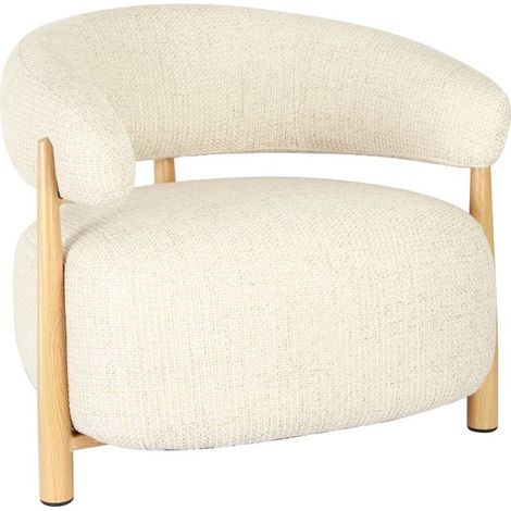 Fauteuil en tissu écru et pieds en métal effet bois Anelia (1/5)