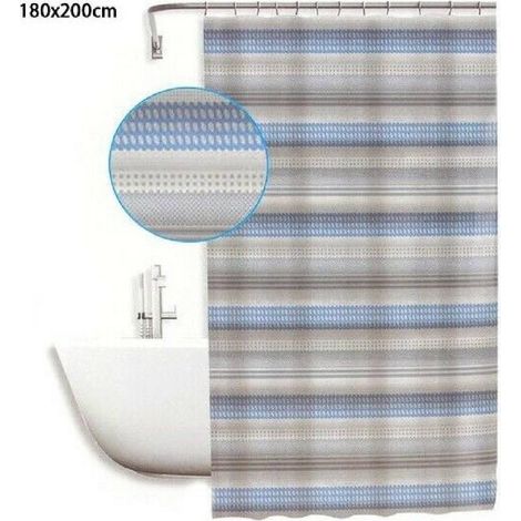 TRADE SHOP - Tenda Doccia Antimuffa Impermeabile 180x200cm Con Anelli Righe Orizzontali 59523 -
