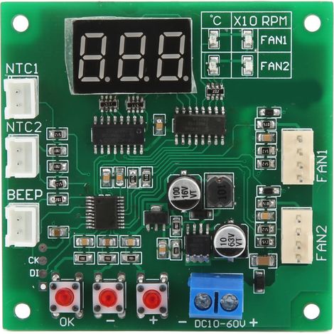 2-Kanal-, 4-Draht-PWM-Drehzahl- und Temperaturregelungsmodul für interne Lüfter (10-60V DC) (1/5)