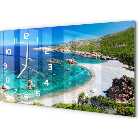 Horloge Murale Panoramique Artistique 60x30 cm Verre Trempé Design Original Baie (1/5)