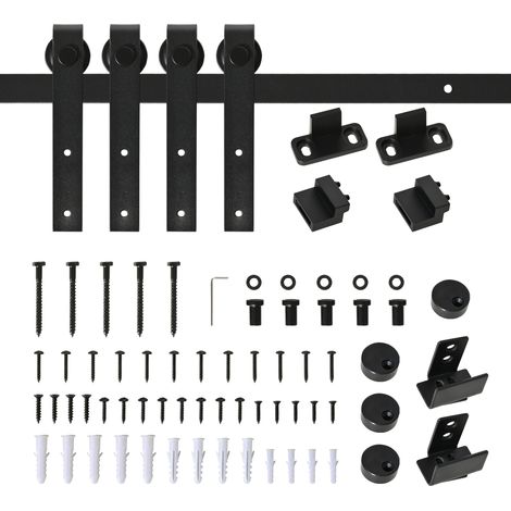 Kit Herrajes Puerta Corredera Doble 183 cm Madera 45 cm Noir