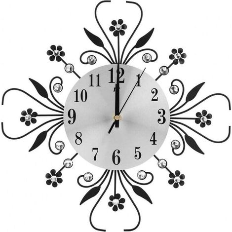 Decorative Flower Shaped Wall Clock 35cm with Rhinestones for Living Room Office (1/4)
