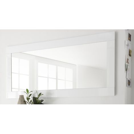 Specchio design, 170x75cm, collezione FOLOMI, bordo bianco lucido laccato