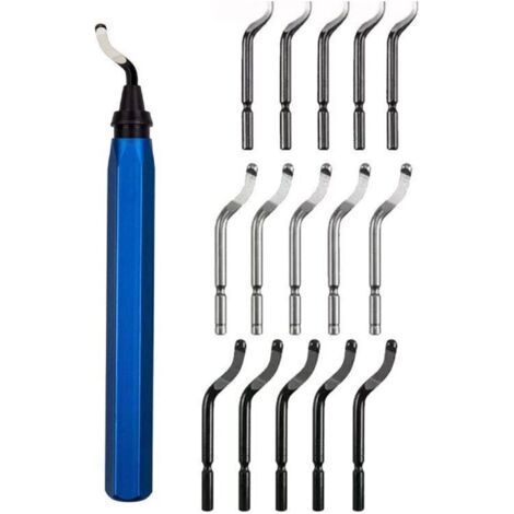 Outil d'Ébavurage Manuel, Ebavureur avec 10 BS1010 Lames de Rechange, Stylo Ebavureur, 360° Rotatif Deburr Burr Remover pour d'Impression 3D, Plastique, Aluminium, Cuivre, PVC, Acier (1/4)