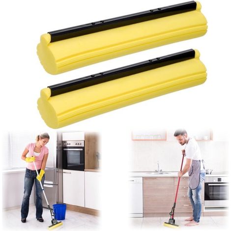 Tête de balai éponge tête de balai à rouleau coussinet en éponge de rechange vis de fixation incluses (275 cm jaune) (1/5)