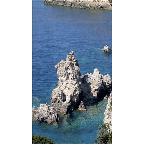 Sticker réfrigérateur et lave vaisselle, trompe l'oreil bord de mer, rocher et falaises, 180 cm X 100 cm (1/4)