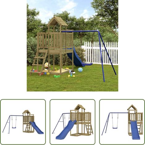 Maisonnette de jeu - Aire de jeux d'extérieur bois de pin imprégné (1/5)