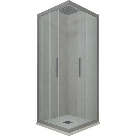 Eck-Duschkabine in PVC 75x75 Klarglas Silver Kolors
