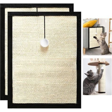 Set mit 2 Sisal-Wandkratzmatten für Katzen – inklusive Katzenball – 40 x 30 cm – Wandkratzbrett für Katzen – Matte (1/5)
