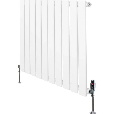 Flat Single Column Radiator & Valves – 600mm x 700mm – White (1/5)