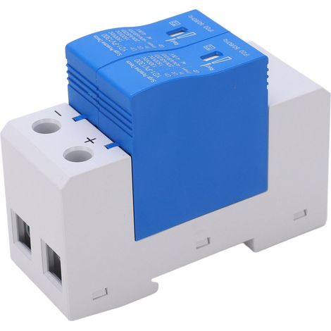 Parafoudre modulaire 2P 1300V 40kA avec alarme, protection contre surtensions DC, fixation sur rail DIN, parasurtenseur industriel compact. (1/5)