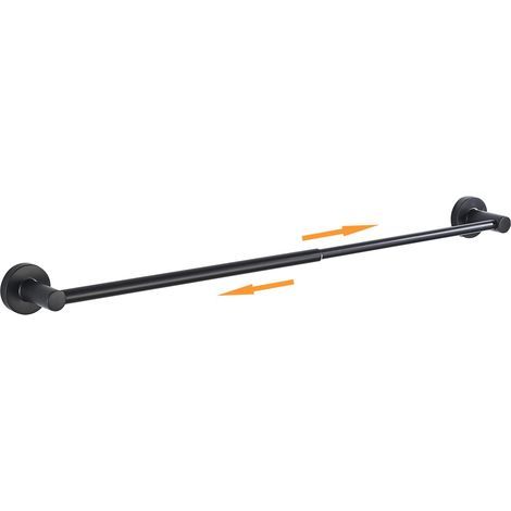 Porte-serviettes de salle de bain réglable – Barre porte-serviettes télescopique en acier à un poteau avec vis – Noir (1/5)