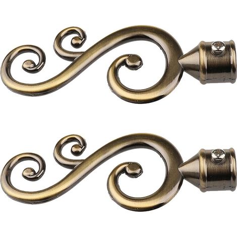 Paire De Tringle De Rideau De Fenêtre Fin Tige De Drapé Finales Tête Diamètre Intérieur. 22mm 1Bronze (1/5)