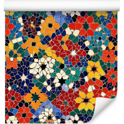 Papier peint mosaïque mexicaine rouge et or 50x1000 cm (1/5)