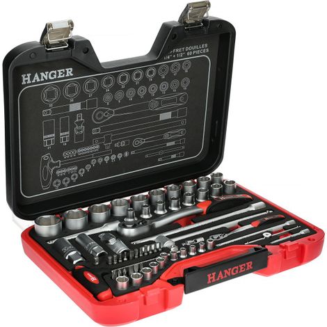 Coffret de douilles 1 4 et 1 2 60 pièces HANGER 251004 (1/3)