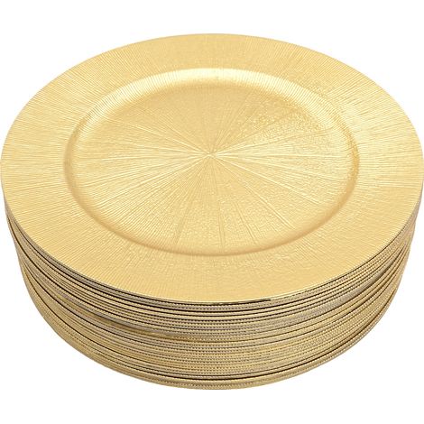 50 Pièces Assiettes de Présentation en Or Réutilisables, 33cm Assiettes de Présentation en Plastique Grandes Assiettes de Service Rondes pour Noël Mariage Fête Tableau Décoration (1/5)