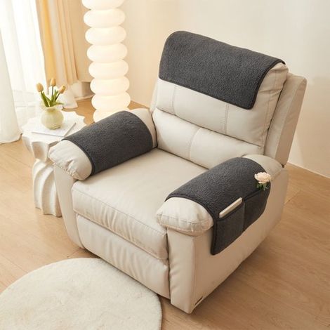 Housses d'accoudoirs pour canapés, housses d'accoudoirs antidérapantes pour fauteuils inclinables, avec sac de rangement, protections de meubles en peluche lavables, adaptées aux canapés et aux chaise (1/2)
