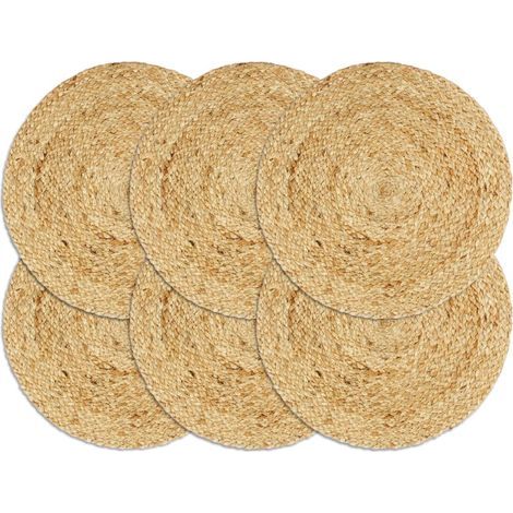 Sets de table, lot de 6, naturel, ronds de 38 cm, en jute (1/5)