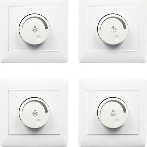 [NIEMALS VERWENDET] 4er-Pack Wanddimmerschalter, Drehknopf-Lichtsteuerung – AC180–265V – weiß