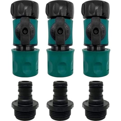 Connecteur rapide pour tuyau d'arrosage 8.5x3.5CM avec valve, raccords rapides 3/4 ", connecteur en plastique ABS (1/4)