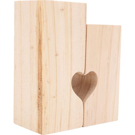 Herzförmiger Kerzenhalter aus Holz, romantische Tischdekoration, Teelichthalter aus Massivholz (1/5)